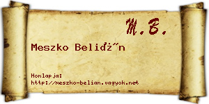 Meszko Belián névjegykártya
